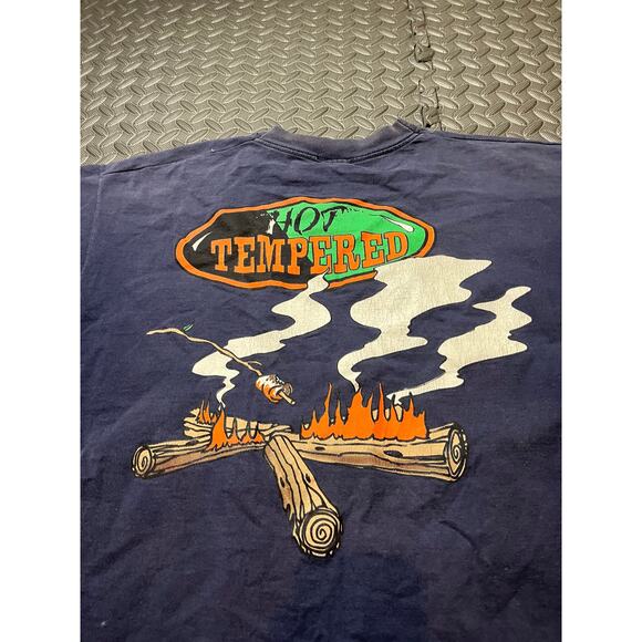 Vtg 90s Looney Tunes TAZ Tasmanian Devil Camping Hunting Hot Tempered T-shirt L - Picture 11 of 13